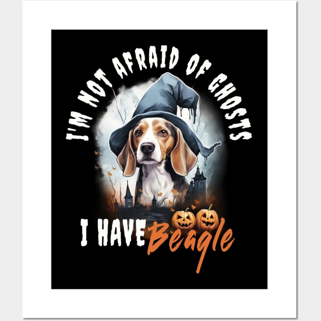 Beagle Dog Ghost Guardian Vintage Halloween Funny Wall Art by Sniffist Gang